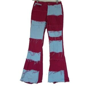 Jeans Brand Junior Girls  Size Large Patchwork Jeans Bootcut Pink Blue‎ Boho